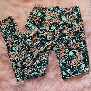 LuLaRoe teal patterned leggings